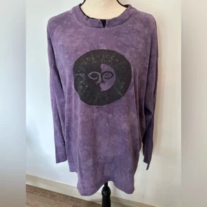 Dagoli Sun Spirit Y2K Purple long sleeve shirt cotton SZ XL tie dye celestial - Bild 1 von 6