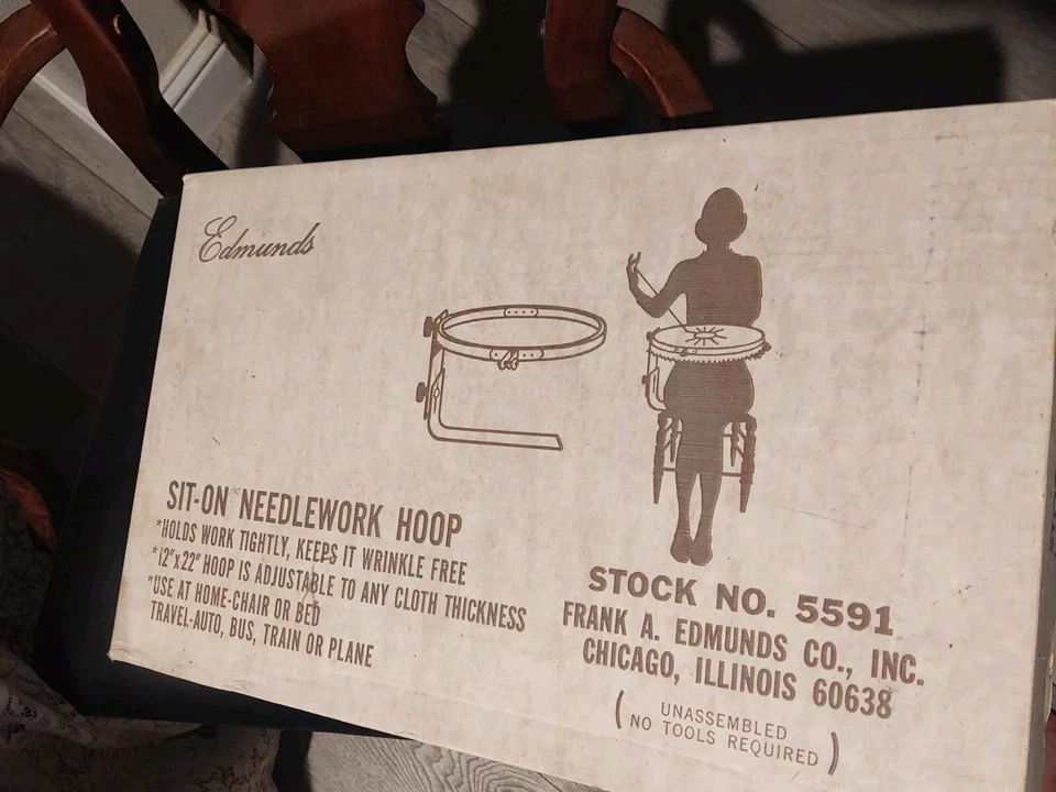 Frank Edmunds Vintage Sit-On Needlework Hoop 12”x 22” #5591 - Image 1 of 1