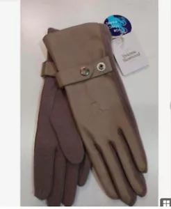 Vivienne Westwood Leather & Wool Touchscreen Gloves grayish beige New with tags - Picture 1 of 6