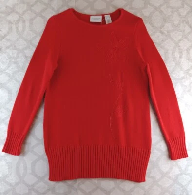 Suéter de mezclilla Liz Claiborne Lizwear para mujer suéter rojo pequeño Foto 1 de 4
