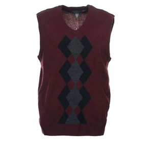 Maglione gilet Tricots St Raphael Borgogna Argyle M $65 - Foto 1 di 3