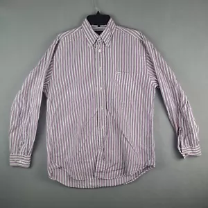 Camicia Faconnable uomo media viola bianca a righe con bottoni casual made in USA - Foto 1 di 13
