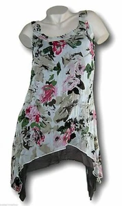 BoyseN´s Crash Tunika Longtop Zipfel Top Gr 34 XS beige Rosen Blumen neu - Bild 1 von 3