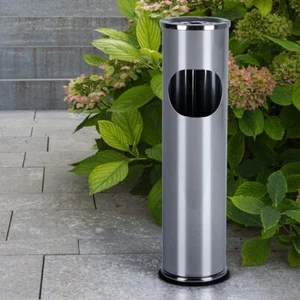 Aschenbecher Edelstahl Mülleimer Standaschenbecher Außen Draußen Ascher H 54 cm - Bild 1 von 9