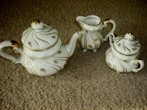 WUNDERSCHÖNE VINTAGE ALKA BAVARIA TEEKANNE, SAHNEKÄNNCHEN & ZUCKERDECKEL - Bild 1 von 8