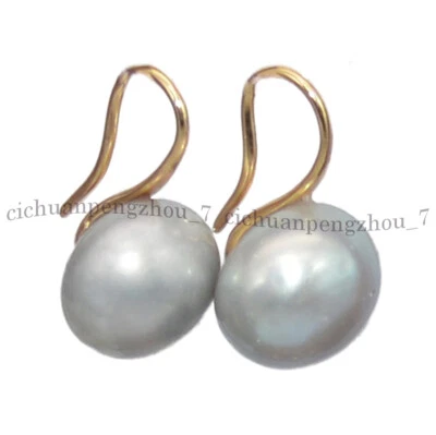 Pendientes de gancho colgantes de perlas cultivadas de agua dulce Akoya gris plata natural 1 6-14 mm Foto 1 de 4