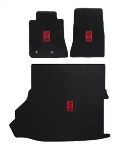 2019-2020 Shelby w Subwoofer Black Velourtex Floor Trunk Mats Red GT350R Snake - Picture 1 of 6