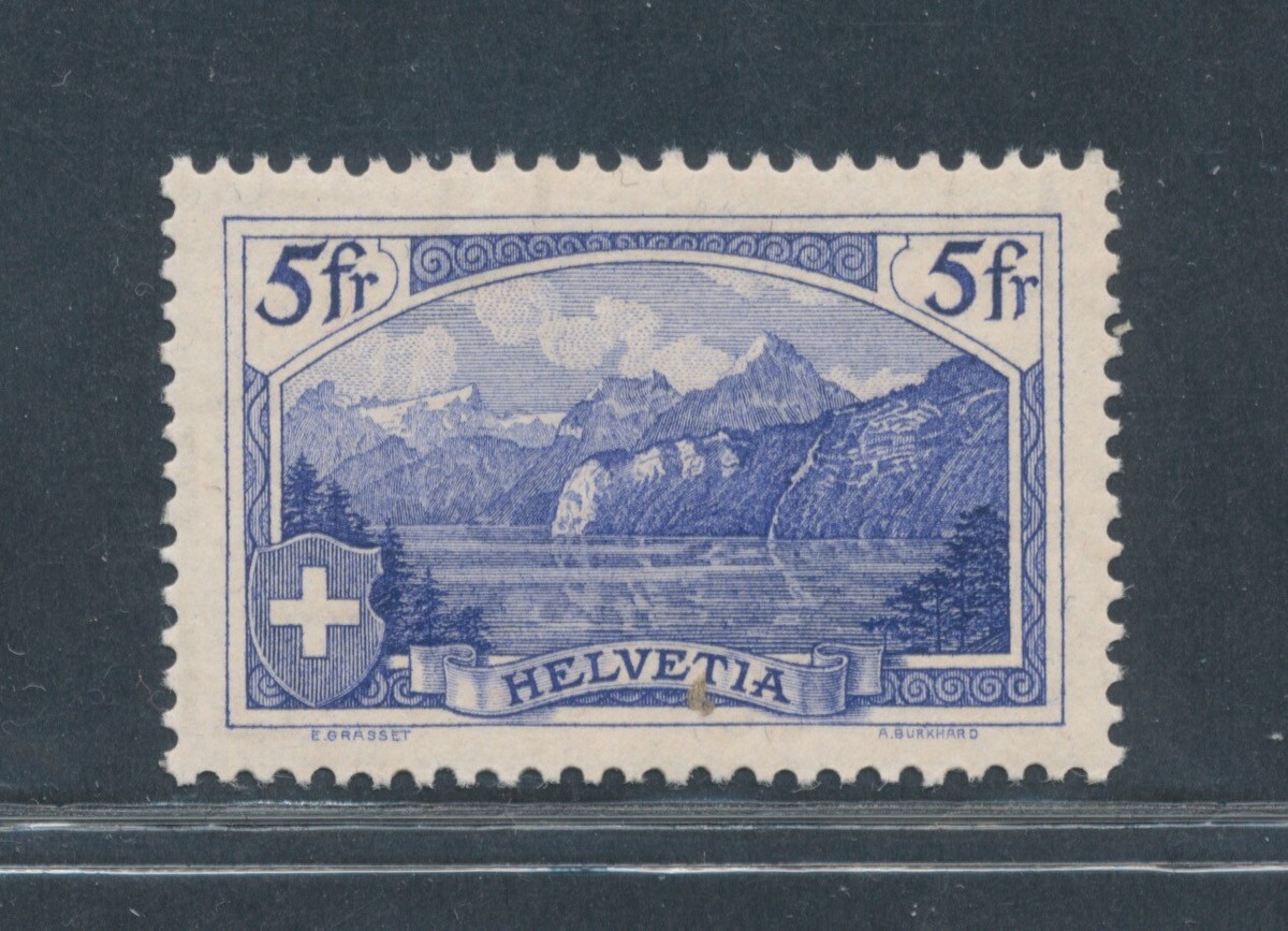 1928 SWITZERLAND, 5 francs Blue, Sprengher Engraver No. 230