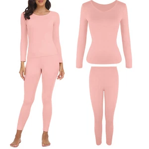 Women Thermal Underwear Long Johns Set Cold Weather Winter Pajamas Top & Bottom - Picture 1 of 28