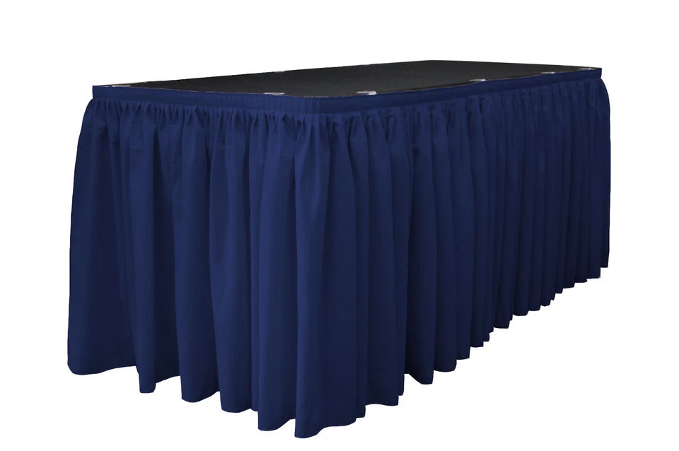 LA Linen Polyester Table Skirt 17-Ft L by 29 "H with 10 L-Clips. Made in USA - Image 1 of 1