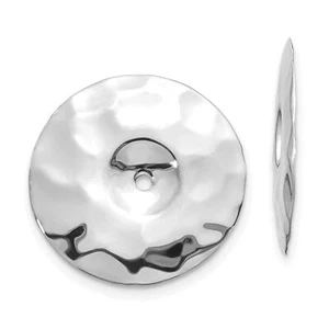 14K White Gold Hammered Disc Earring Jackets Jewelry 18mm x 18mm - Picture 1 of 3
