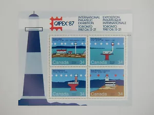Faro - Canada - Foglio ricordo - 4 francobolli - Capex 87 - MNH - Foto 1 di 2
