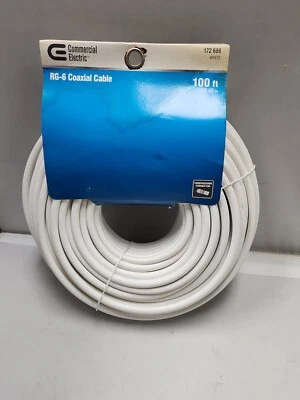 Commercial Electric 172-686 100 ft. RG-6 Coaxial Cable - White - Image 1 of 4