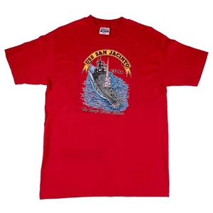 USS San Jacinto CG56 Red Shirt Large Vintage USA Made - Bild 1 von 2