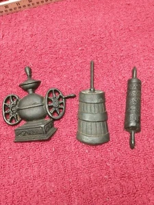 Cast Iron Wall Art - Coffee Grinder, Butter Churn And Rolling Pin - Picture 1 of 3