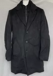 Reiss Picton Wool Blend Overcoat Zipper Button Closure Black Men's XS NWOT - Picture 1 of 15