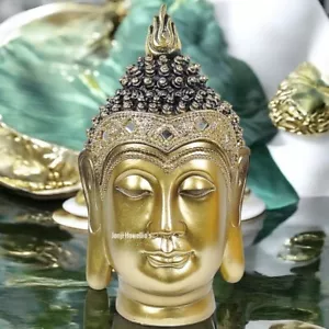 SCONDS Thai Buddha Head Statue Gold Ornament Mirror Inlays Zen Home SECONDS - Picture 1 of 8