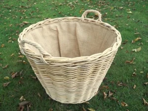  Cesta de chimenea, cesta de madera, cesta de cosecha de boondot (ratán), natural claro, con forro - Imagen 1 de 2