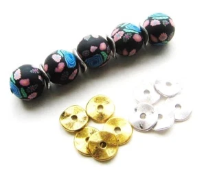 Metallperlen Metallspacer 10mm 50 Stück SERAJOSY Zwischenperlen gewellt - Bild 1 von 5