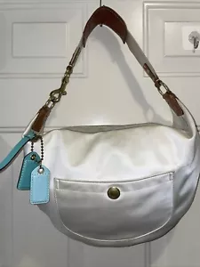 Vintage COACH Hampton Ivory Satin/Nylon HOBO Purse. Few Stains. Check All Photos - Picture 1 of 13