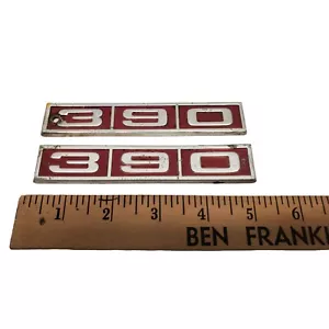Vintage 87-90 Ford 390 Emblems For Fender Set Red & Silver C8AB-162-37-D - Bild 1 von 4