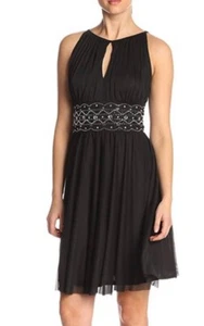 Jessica Howard Womens Black Keyhole Embellished Party Fit & Flare Dress 14 - Picture 1 of 6