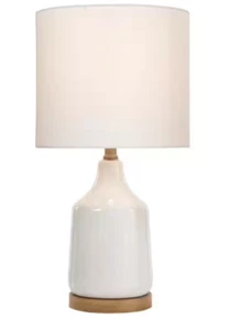 Saddlebrook 21.5 in. Cream Ceramic and Faux Wood Table Lamp with White Fabric - Picture 1 of 6