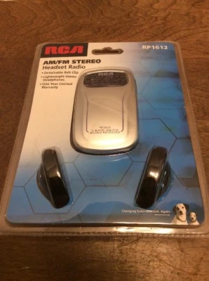RCA RP1612 AM/FM Stereo Headset Radio Detachable Belt Clip Lightweight Headphone - Image 1 of 4