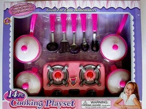 JUST LIKE MAMÁ, JUEGO DE COCINA PARA NIÑOS, CON OLLAS, SARTENES, UTENSILIOS Y ESTUFA, EDAD 3+, NUEVO - Imagen 1 de 8