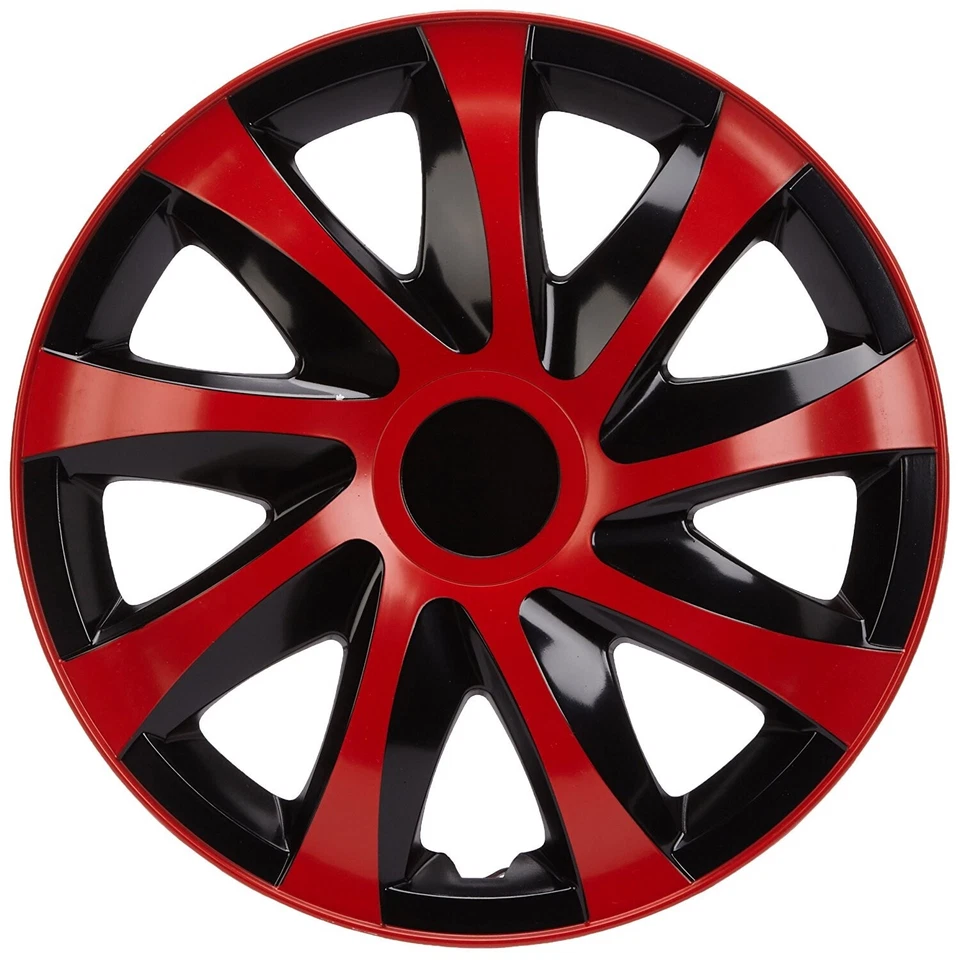 Copricerchi colore Nero-Rosso 15" DRACO 4 pezzi - Immagine 1 di 1