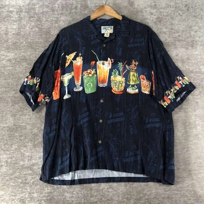 Camisa Hawaiana Abotonada Big Dogs "It's 5 O'Clock Somewhere" Para Hombre XL Rayón Foto 1 de 4