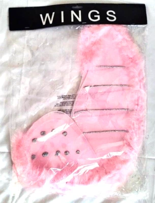 Wings Lurex Glitter Feathers 19x30" Halloween Costume Butterfly Fairy PINK - Image 1 of 2