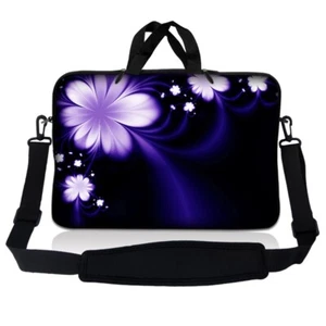 11.6 Inch Laptop Bag Sleeve Case w/ Shoulder Strap Chromebook Macbook Purple Art - Picture 1 of 2