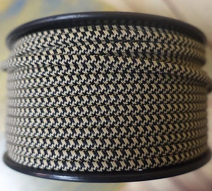 Cable cubierto de tela plana de 2 hilos negro/bronceado, 18ga, lámparas de estilo vintage tela de nailon - Imagen 1 de 6