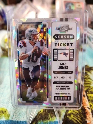 2022 Contenders Optic Mac Jones #50 Season Ticket Cracked Ice 13/22 Patriots NFL - Image 1 of 3