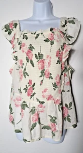 Old Navy XXL Top Bluse gesmokt Schößchen eckiger Ausschnitt Blumen Rosen Landhaus Kern - Bild 1 von 11