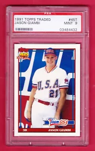 Topps 1991 negociado #45T Jason Giambi Team EE. UU. novato PSA 9 como nuevo - Imagen 1 de 3