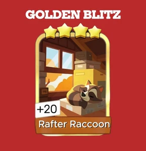Rafter Raccoon set 17 ⭐4- Mono_poly_Go golden blitz_Sticker card ⚡️ ⚡️ ⚡️ - Picture 1 of 1