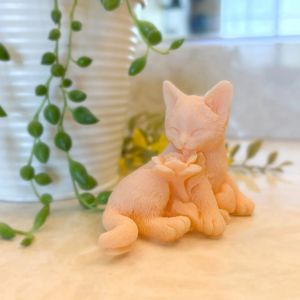 Handmade Cat With Flower Soap - Image 1 of 1