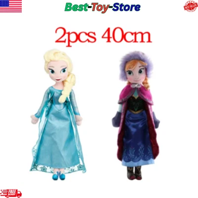 Muñeca suave de peluche 40 cm Disney Frozen Movie Queen Elsa & Anna colección de regalo 2 piezas Foto 1 de 4