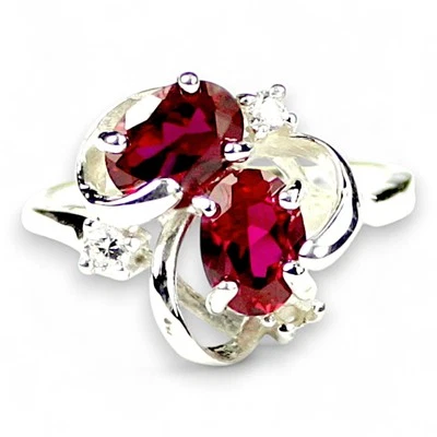 Created Ruby, 925 Sterling Silver Ladies Ring, SR016 - Image 1 of 4