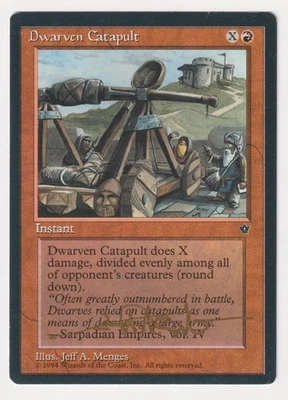 Gold Signed Dwarven Catapult HP Fallen Empires Artist Jeff A. Menges MTG Magic! - Image 1 of 2