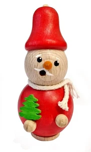 Mini-Räuchermann Kleiner Weihnachtsmann in Rot mit weißem Schal und grünem Baum - Picture 1 of 1