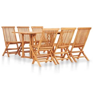 7-tlg.Garten Essgruppe Klappbar Gartenmöbel Sitzgruppe Garnitur Massivholz Teak - Bild 1 von 11