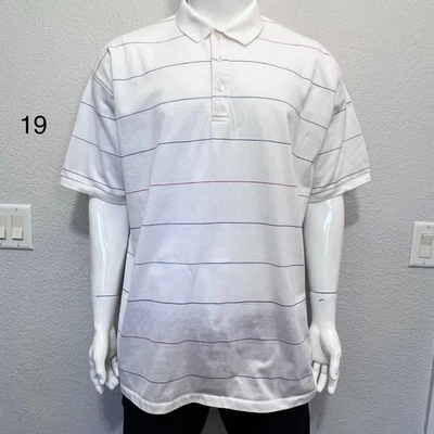 Vtg USA GANT Rugger Men 3X Polo Shirt White Stripe Soft Cotton Preppy Y2K Ribbed - Image 1 of 4