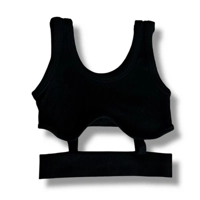 Nuevo con etiquetas Camiseta sin mangas Envy Palm Beach negra acanalada recortada talla pequeña nueva con etiquetas Foto 1 de 3