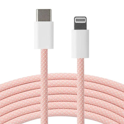 Apple Braided USB-C to Lightning Cable Durable 1m  Fast Charging Pink New - Image 1 of 2