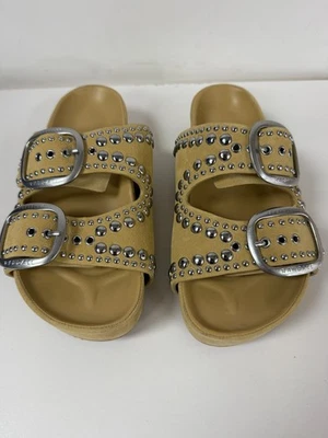 Sandalias Loeffler Randall de gamuza tostada con plataforma JACK Slides talla 6 Foto 1 de 4