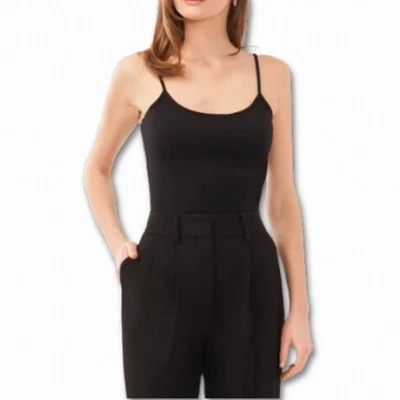 Camiseta sin mangas Nordstrom cuello redondo correas ajustables elásticas suaves negras con M nueva sin etiquetas Foto 1 de 4