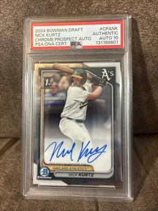 2024 Bowman Draft Chrome Prospect Auto #CPANK Nick Kurtz PSA 10 Just Graded ROY - Bild 1 von 2